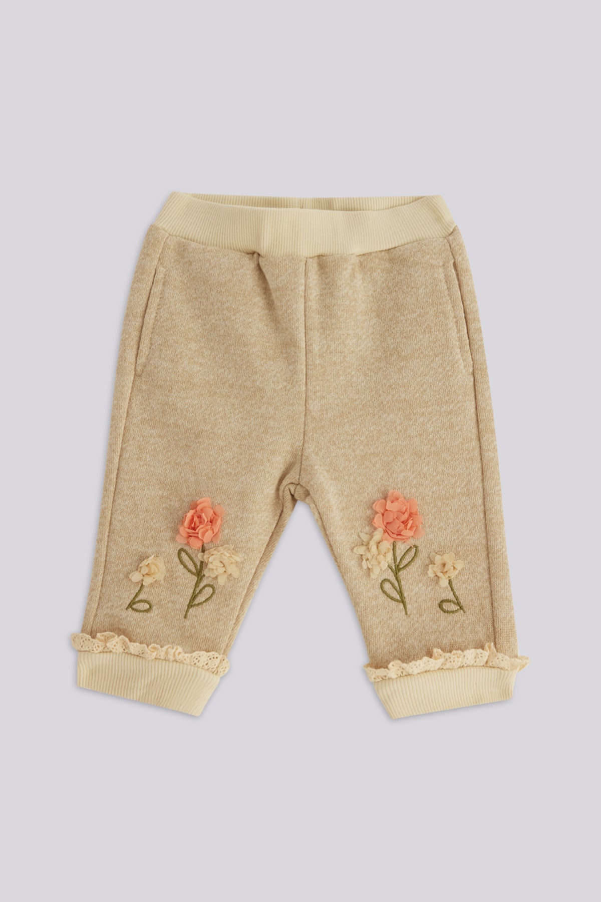 Baby Girl Beige Tracksuit Bottom