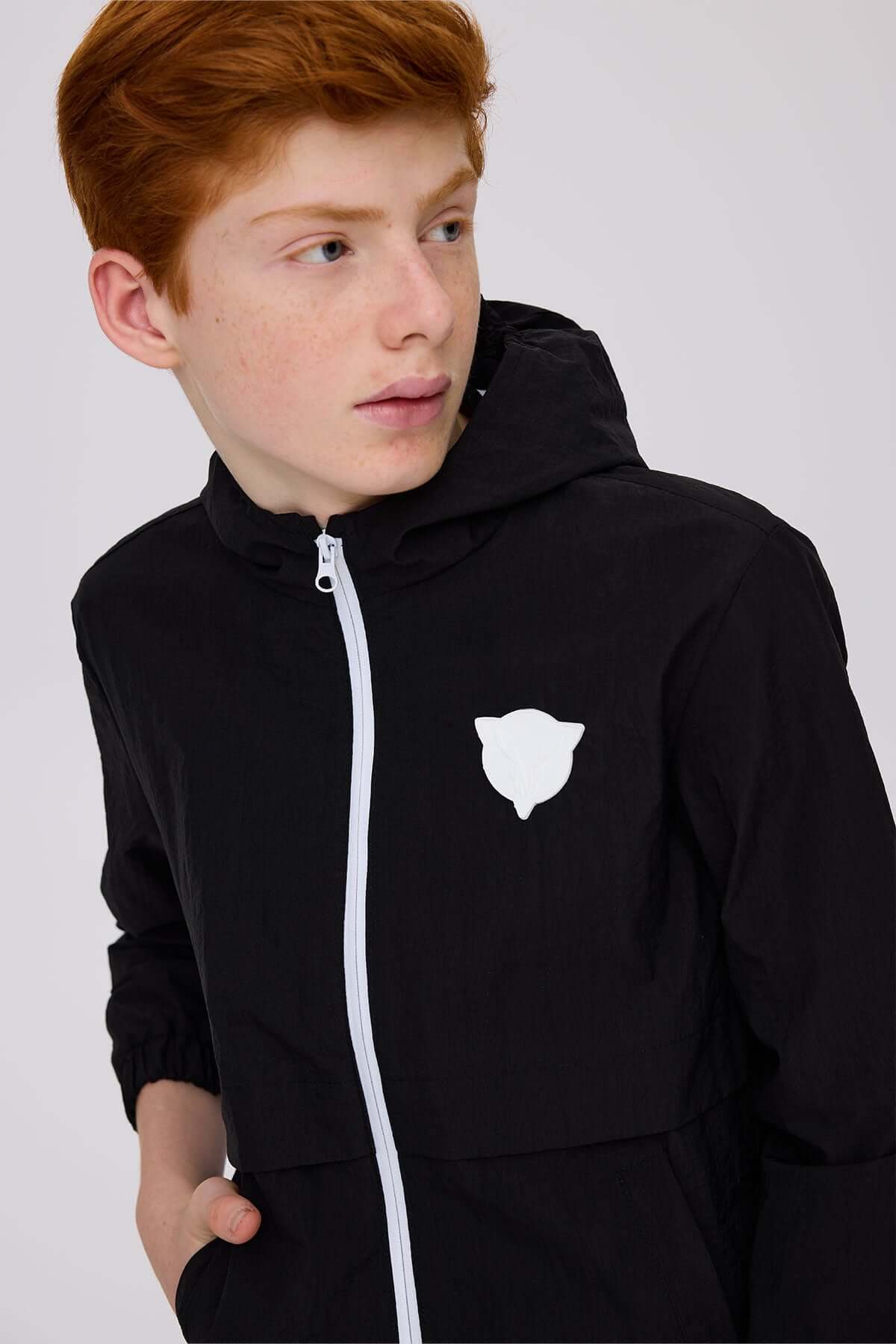 Boy Black Raincoat