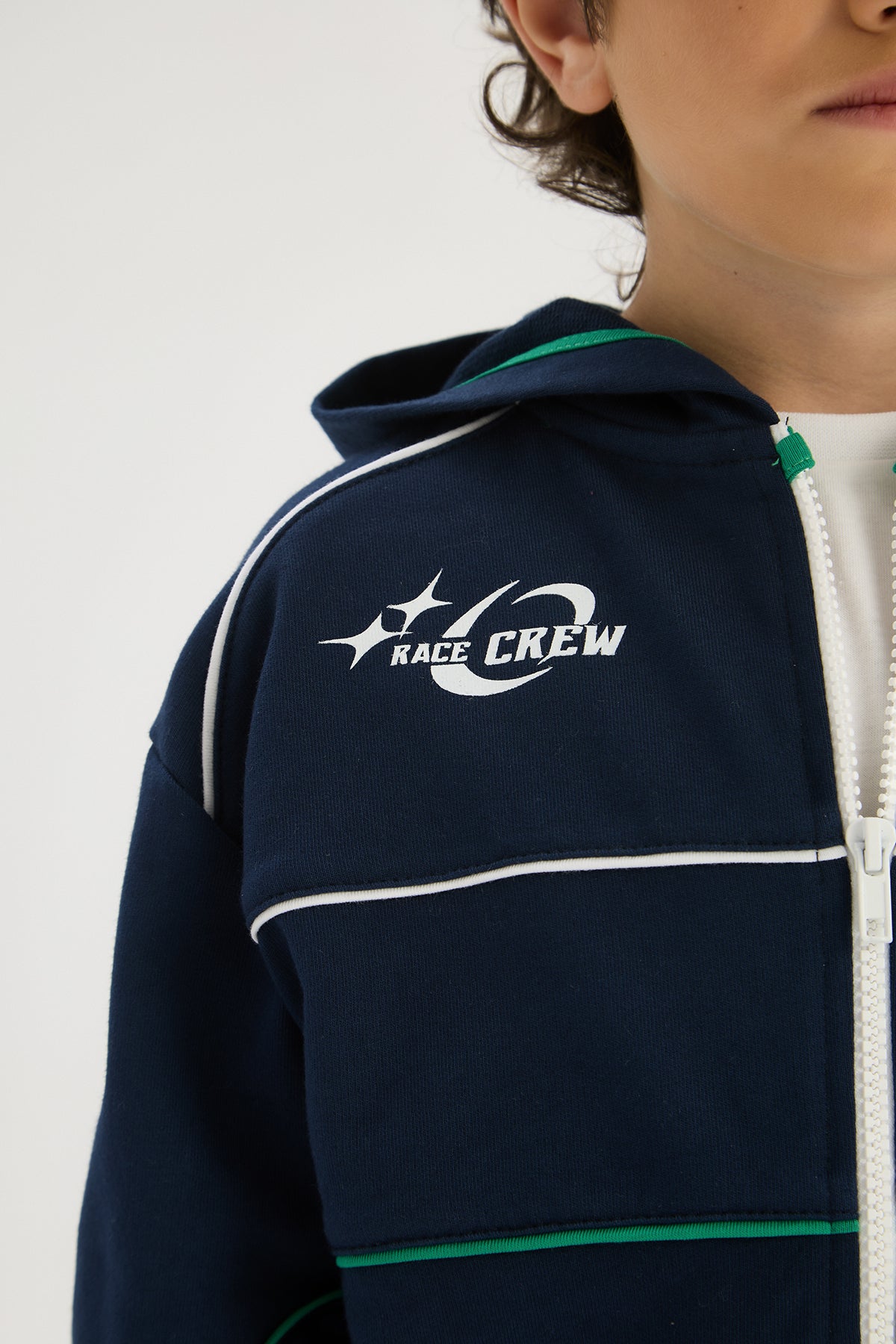 Boy Navy Blue Tracksuit Top