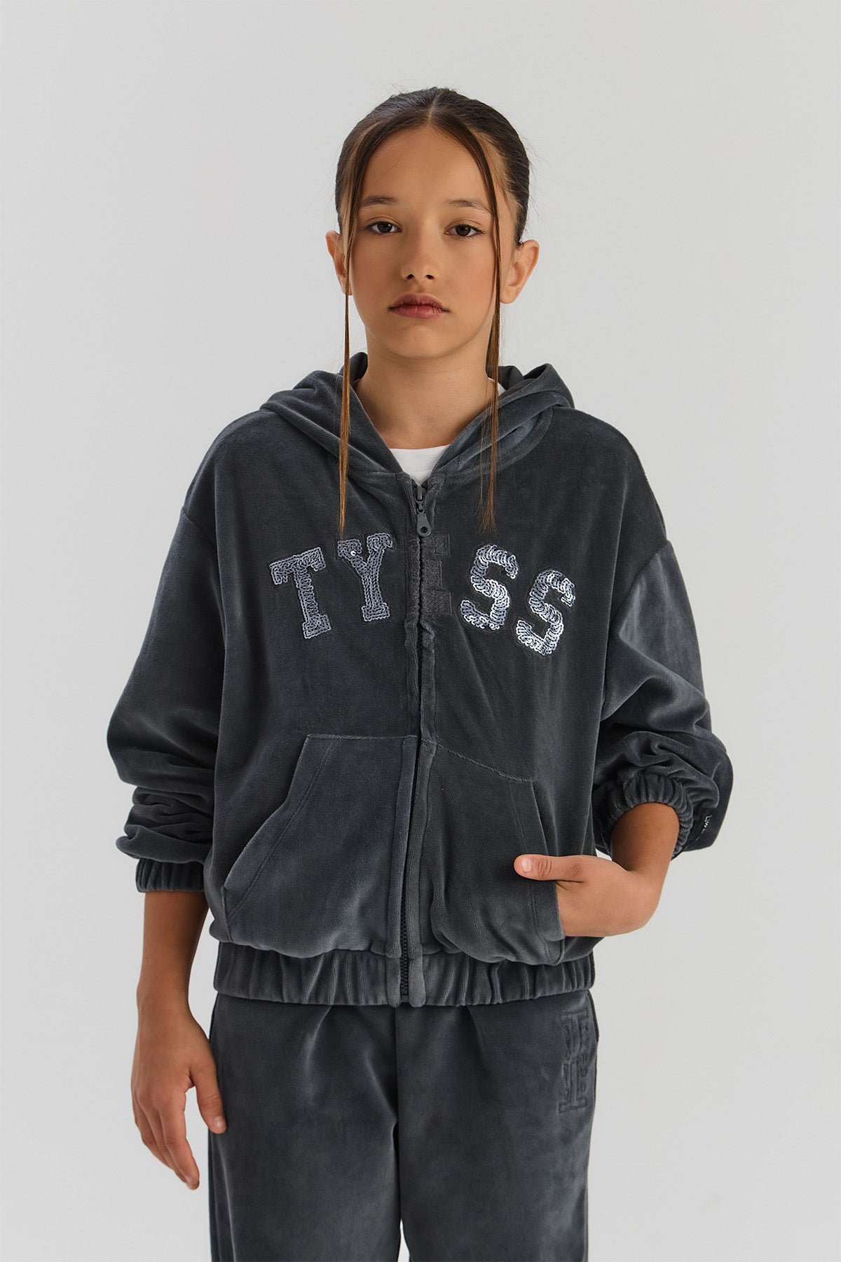 Girl Anthracite Tracksuit Top