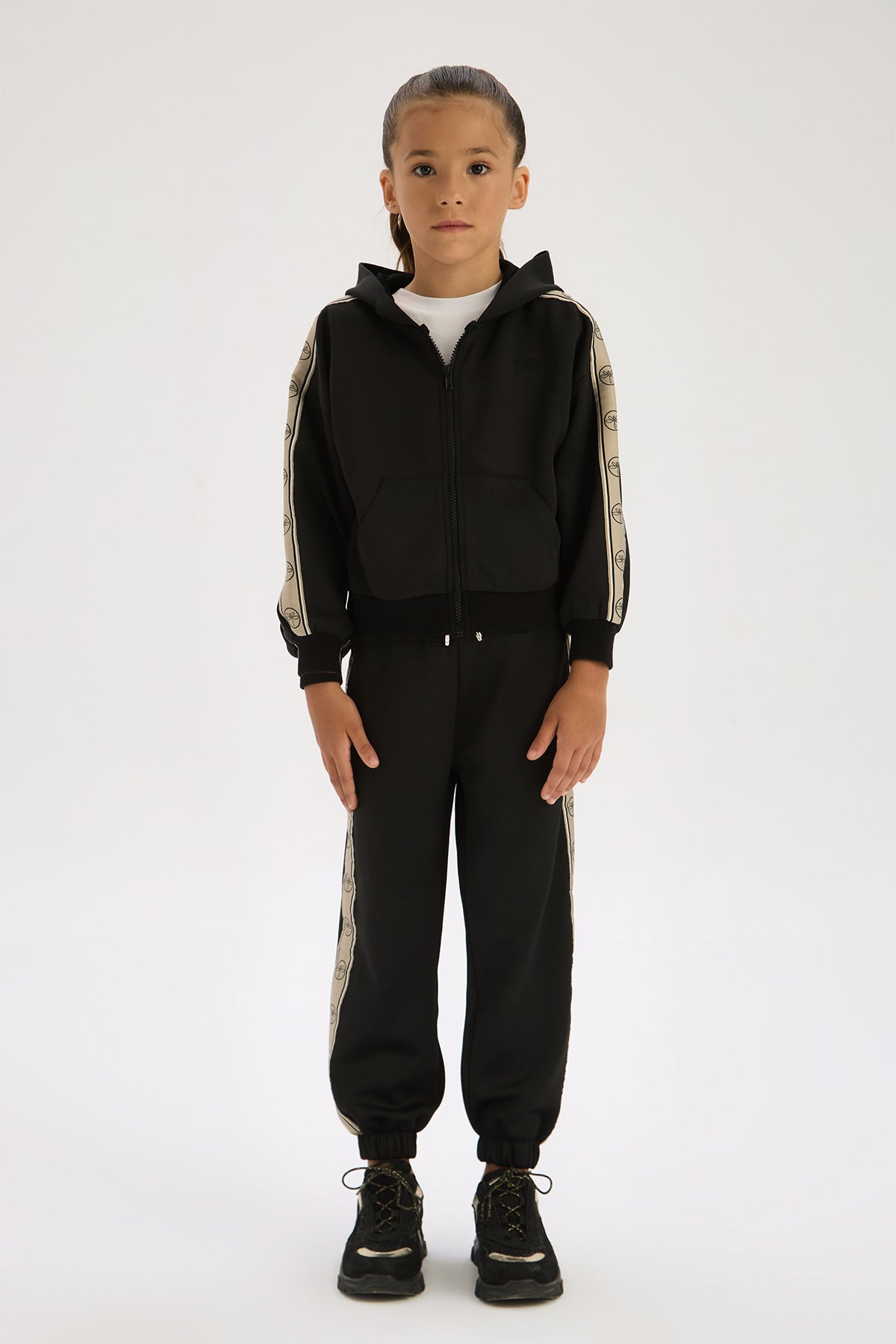 Girl Black Tracksuit Top