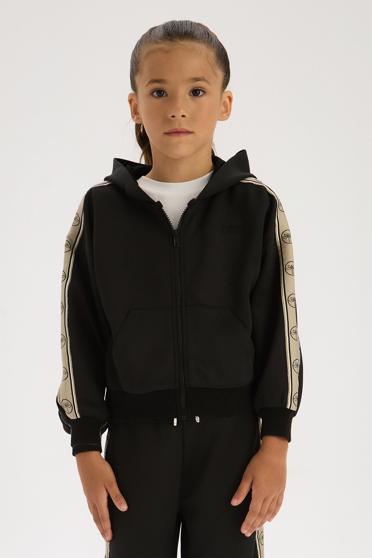 Girl Black Tracksuit Top