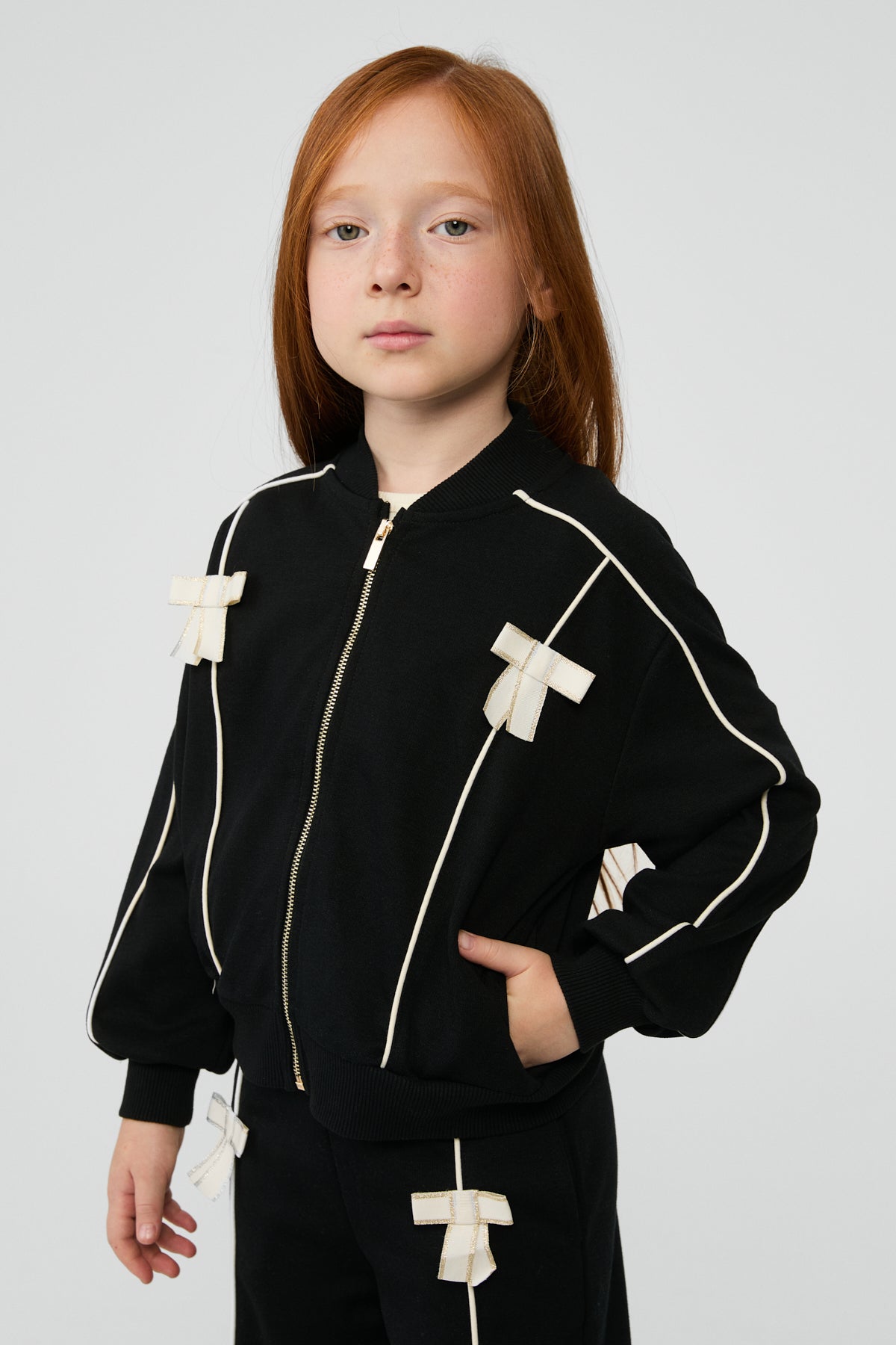 Girl Black Tracksuit Top