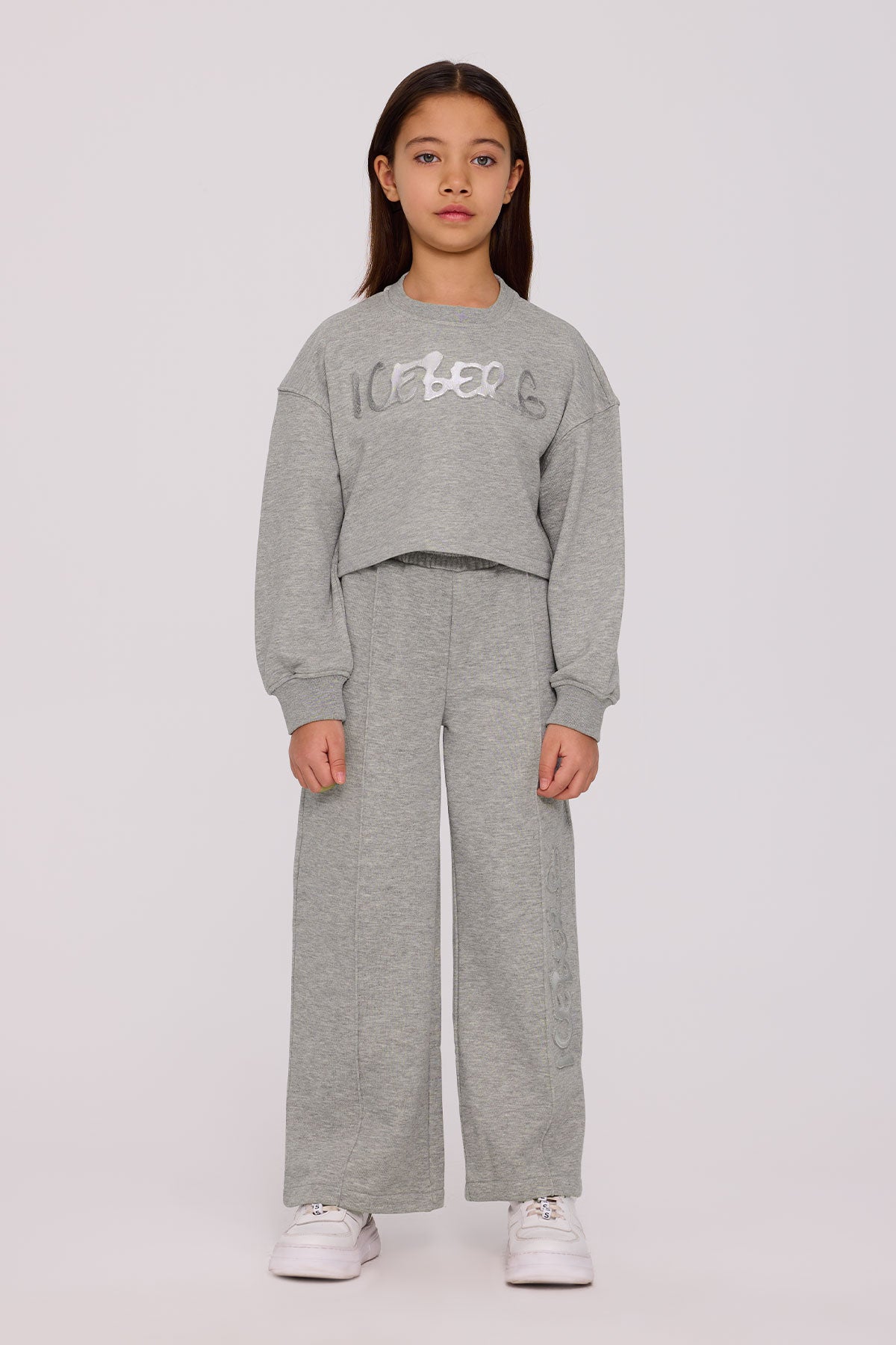 Girl Grey Melange Sweatshirt