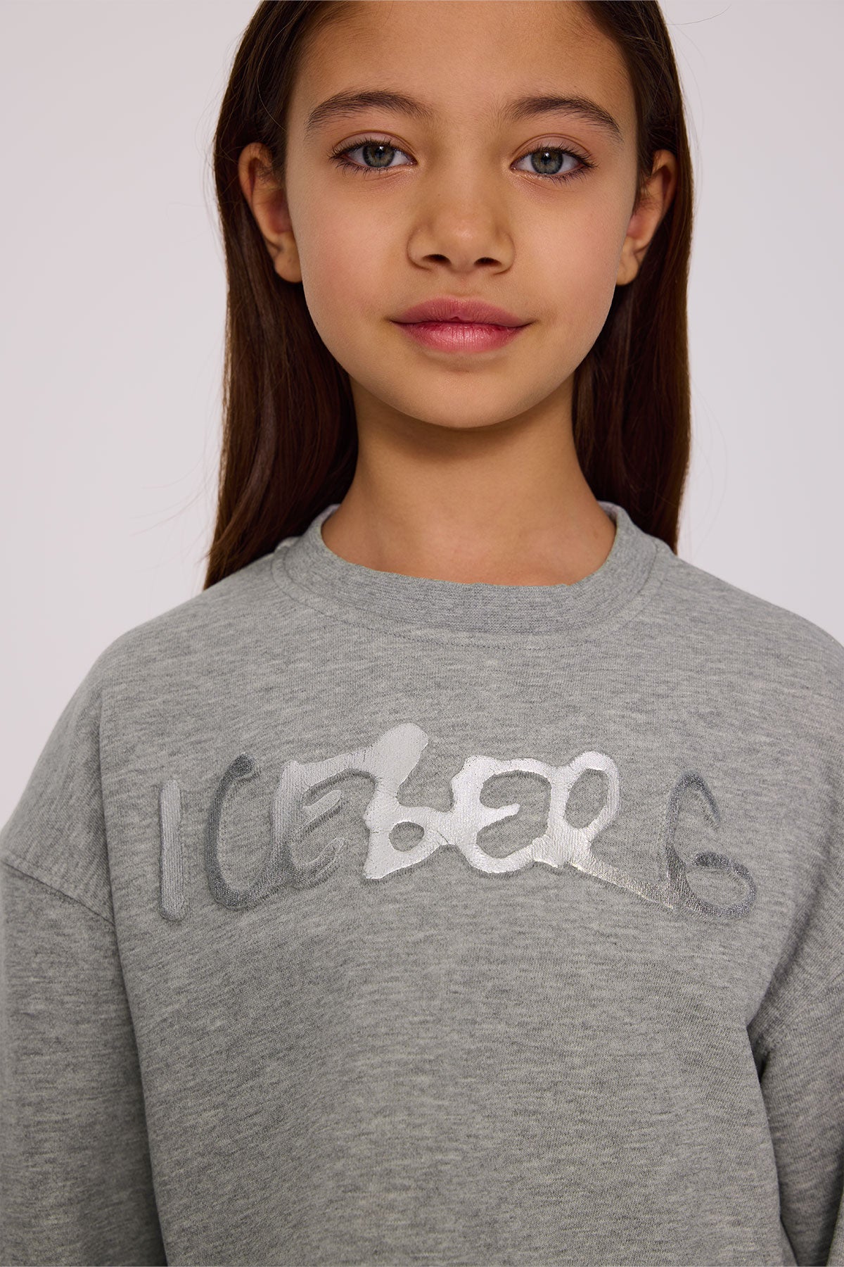 Girl Grey Melange Sweatshirt