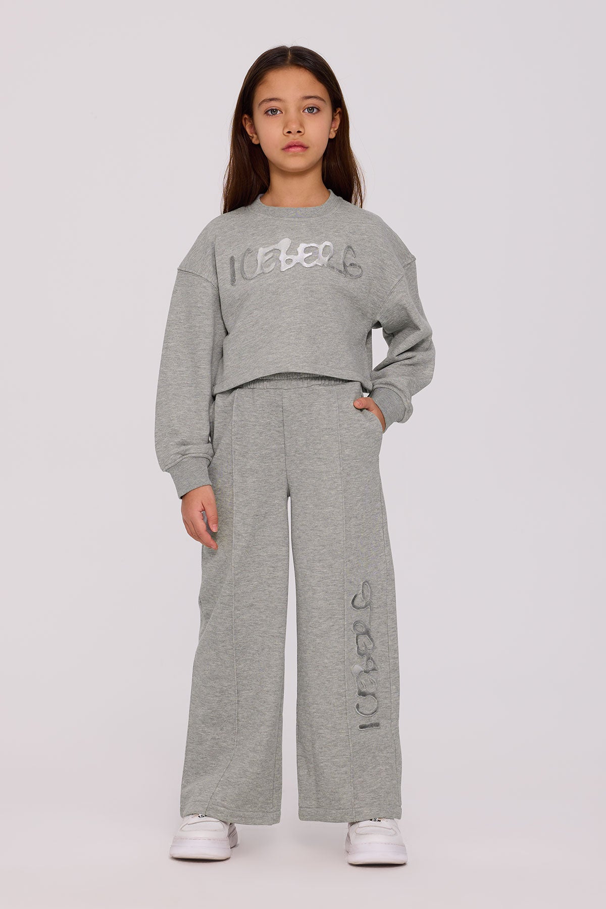 Girl Grey Melange Tracksuit Bottom