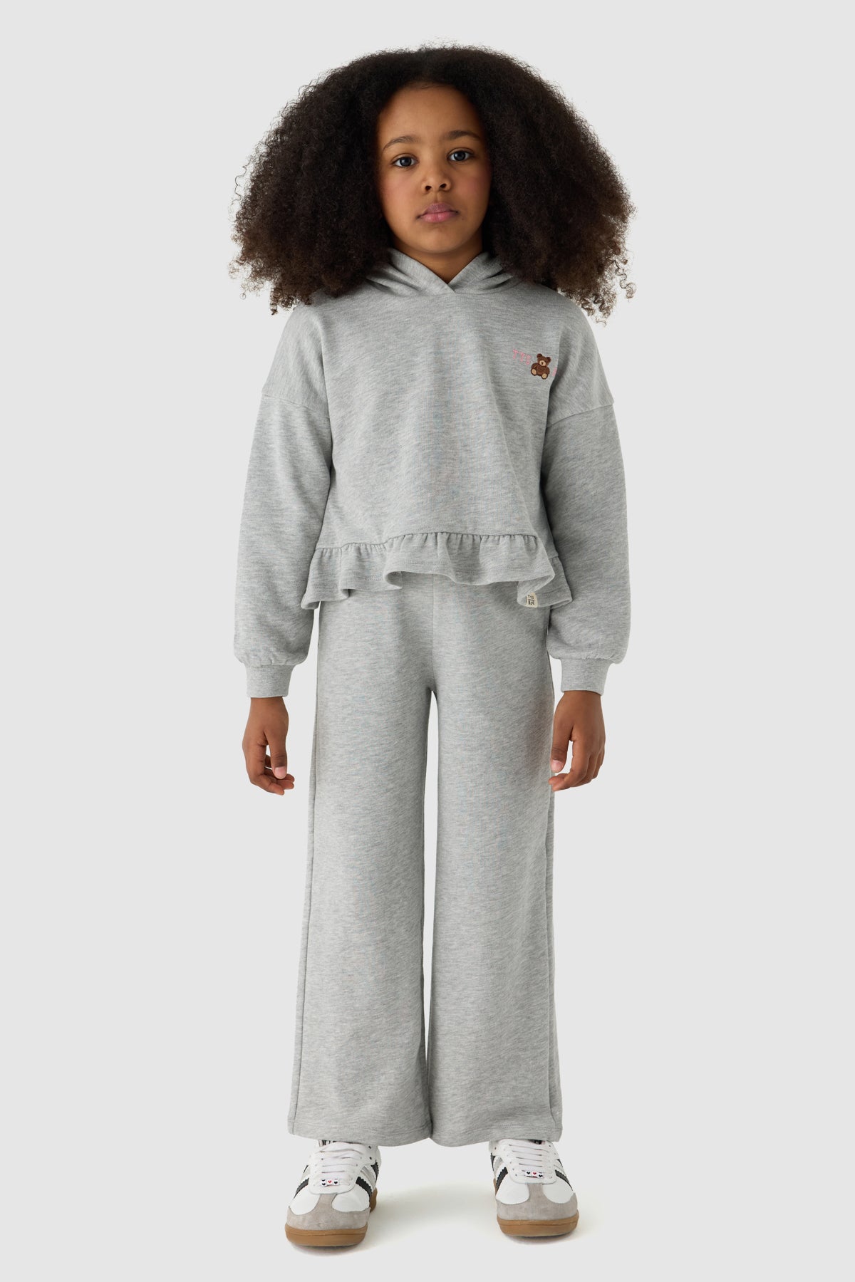 Girl Grey Melange Tracksuit Set