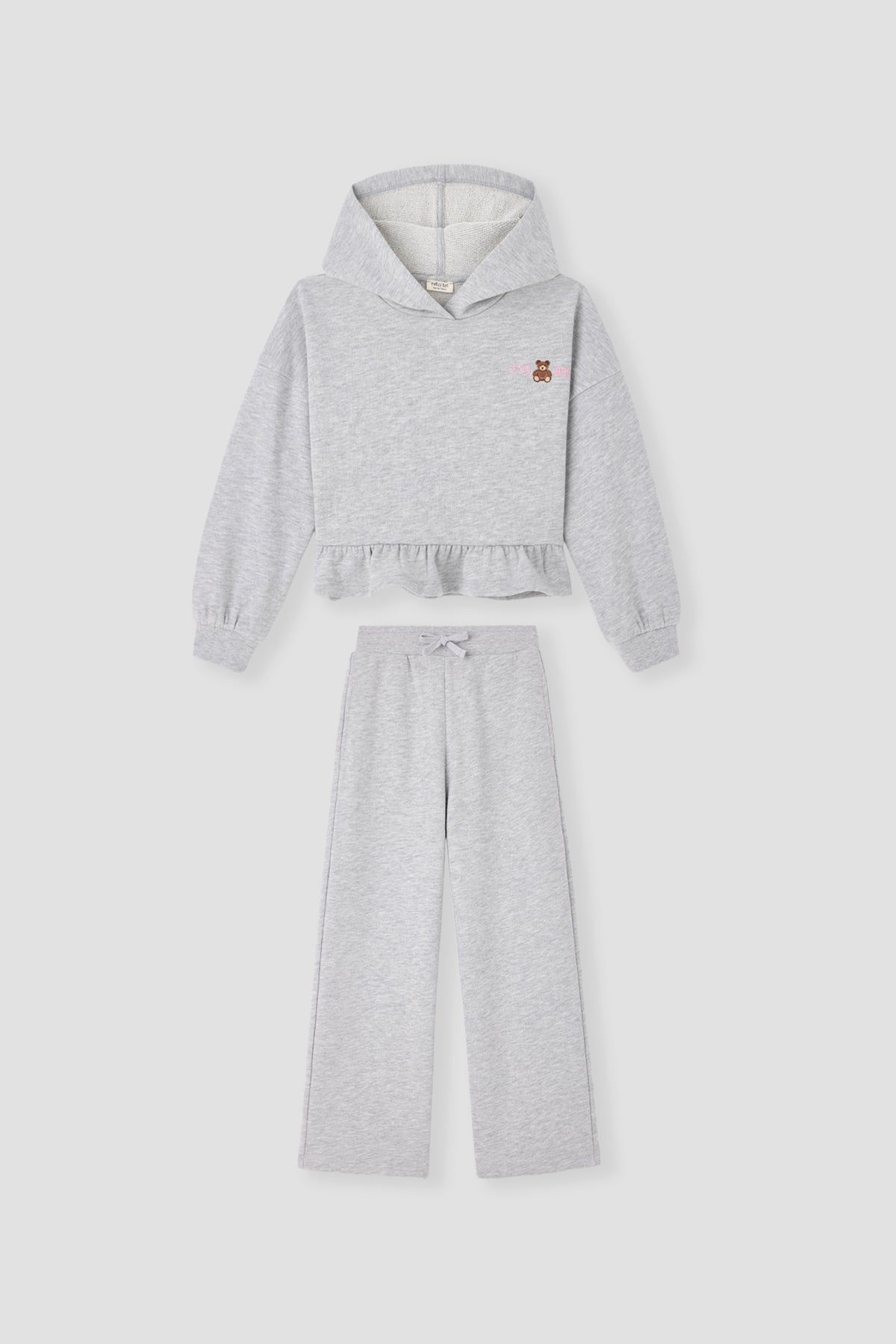 Girl Grey Melange Tracksuit Set