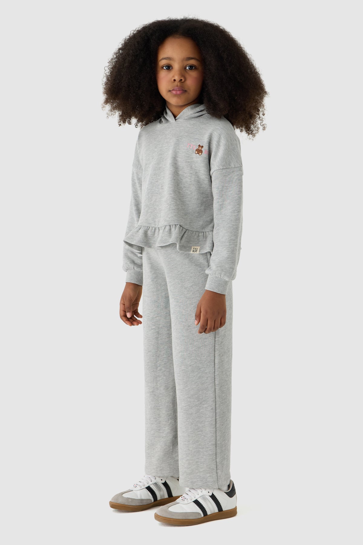 Girl Grey Melange Tracksuit Set