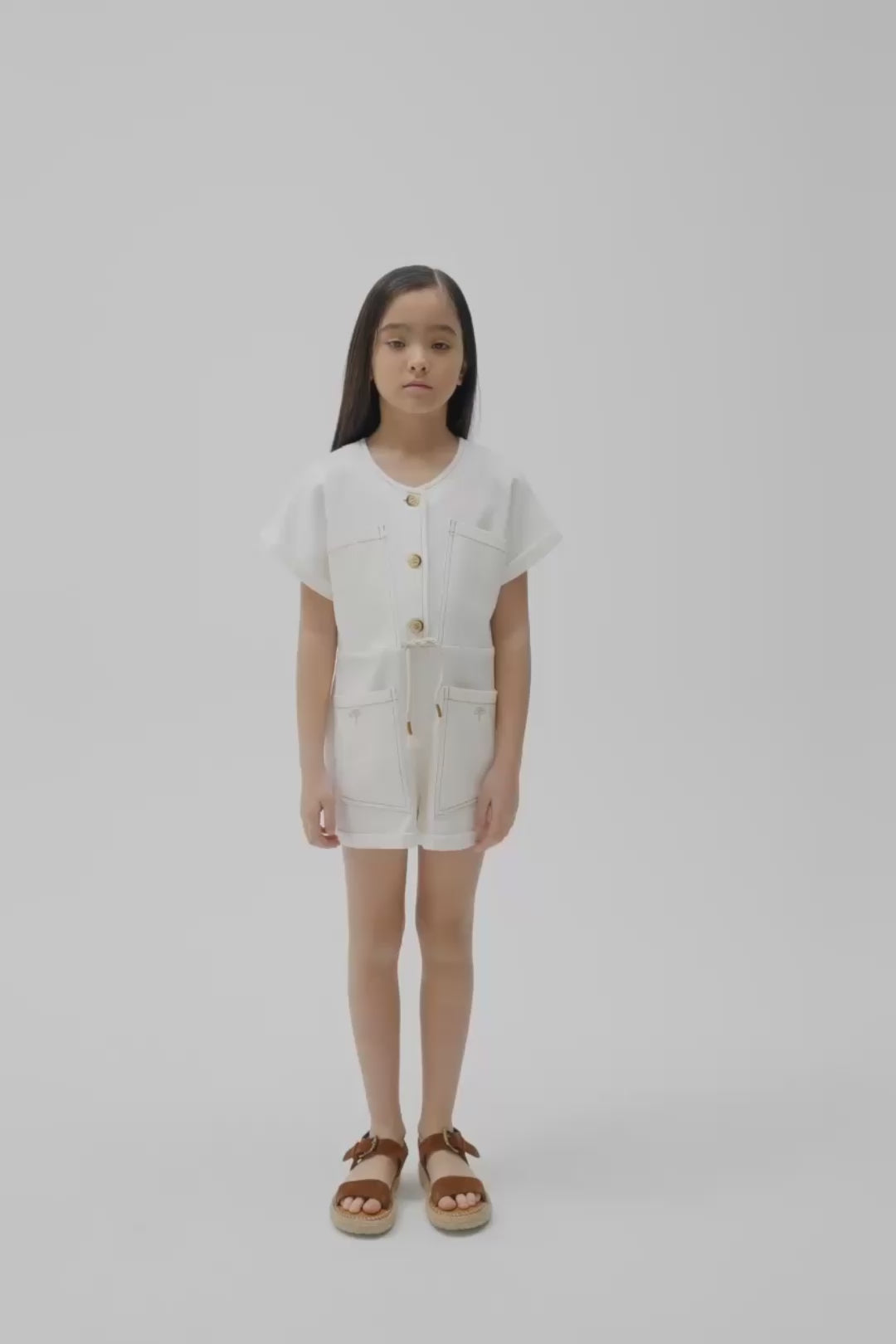 Girl Ecru Overall