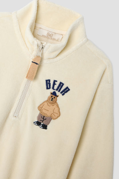 Baby Boy Ecru Tracksuit Set