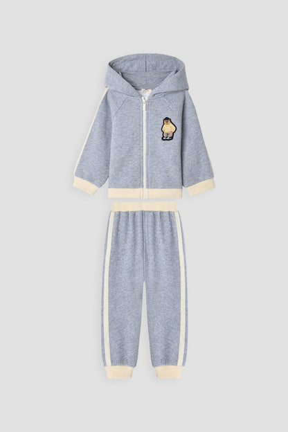 Baby Boy Grey Melange Tracksuit Set