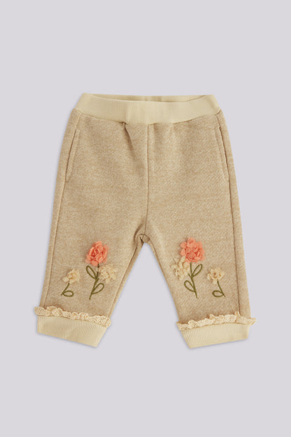 Baby Girl Beige Tracksuit Bottom