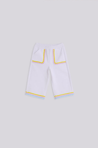Baby Girl White Tracksuit Bottom