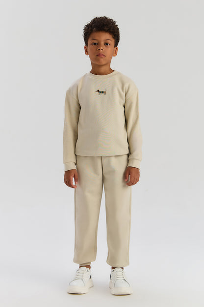 Boy Beige Tracksuit Bottom