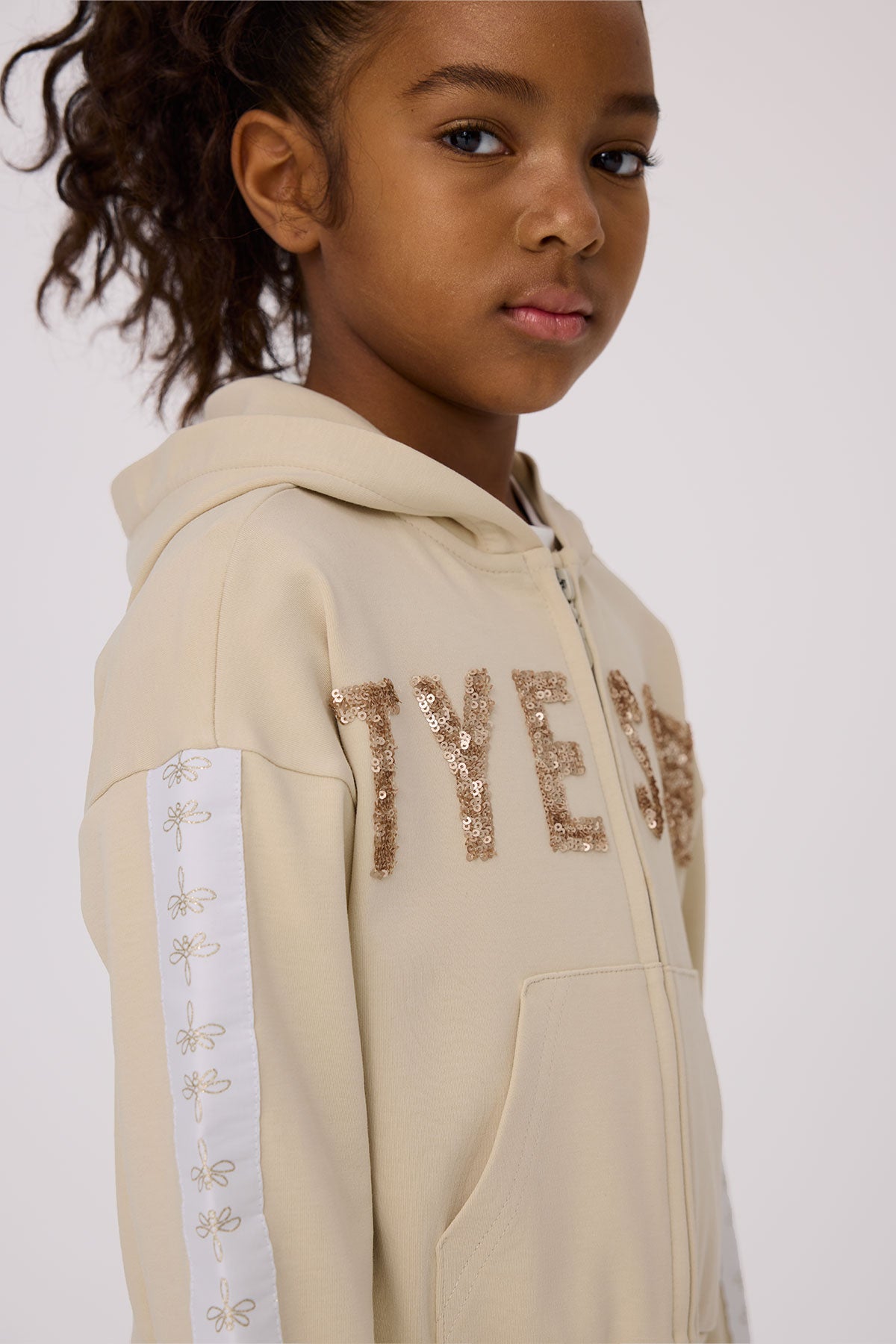 Girl Beige Tracksuit Top