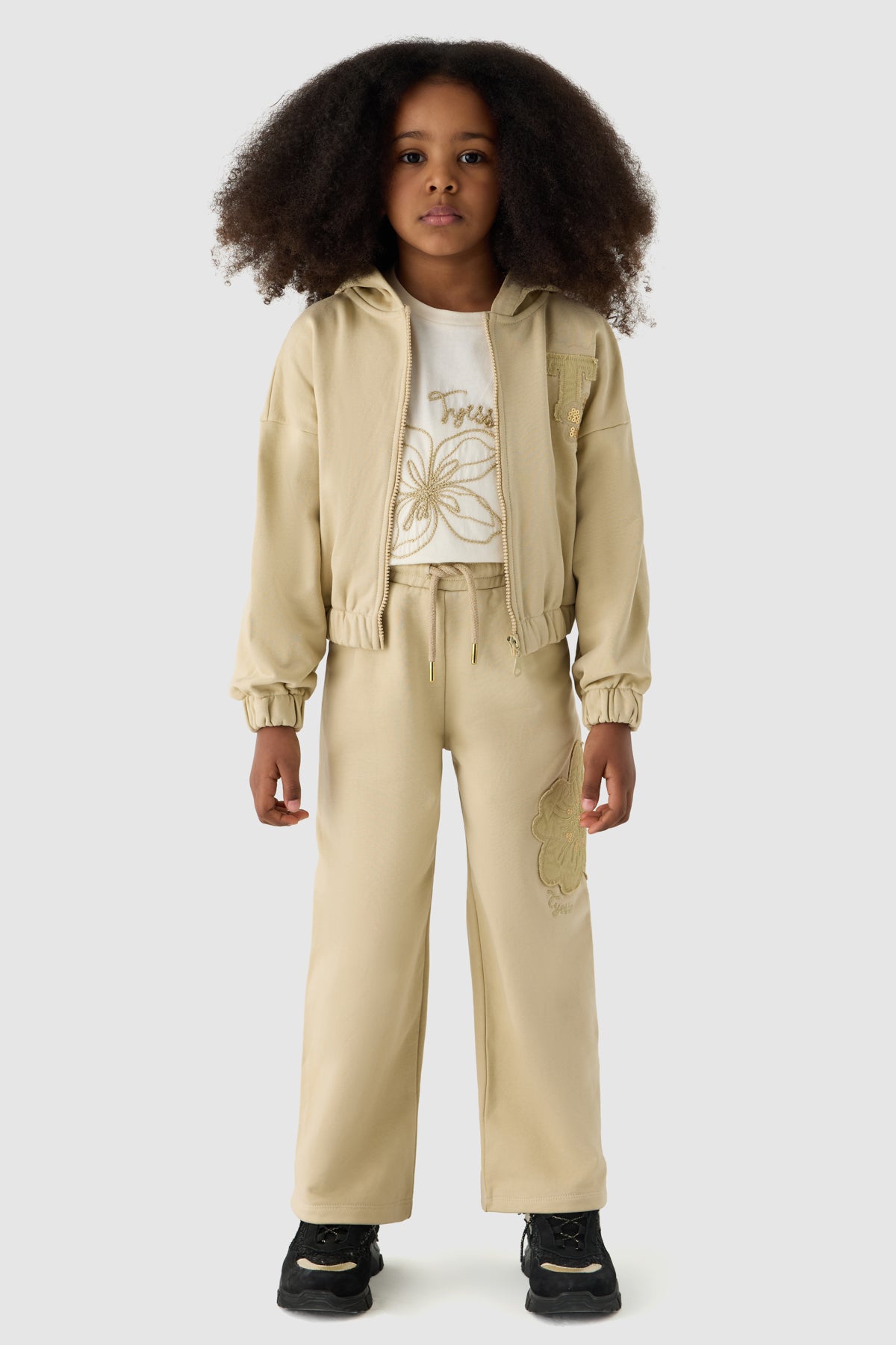 Girl Beige Tracksuit Top