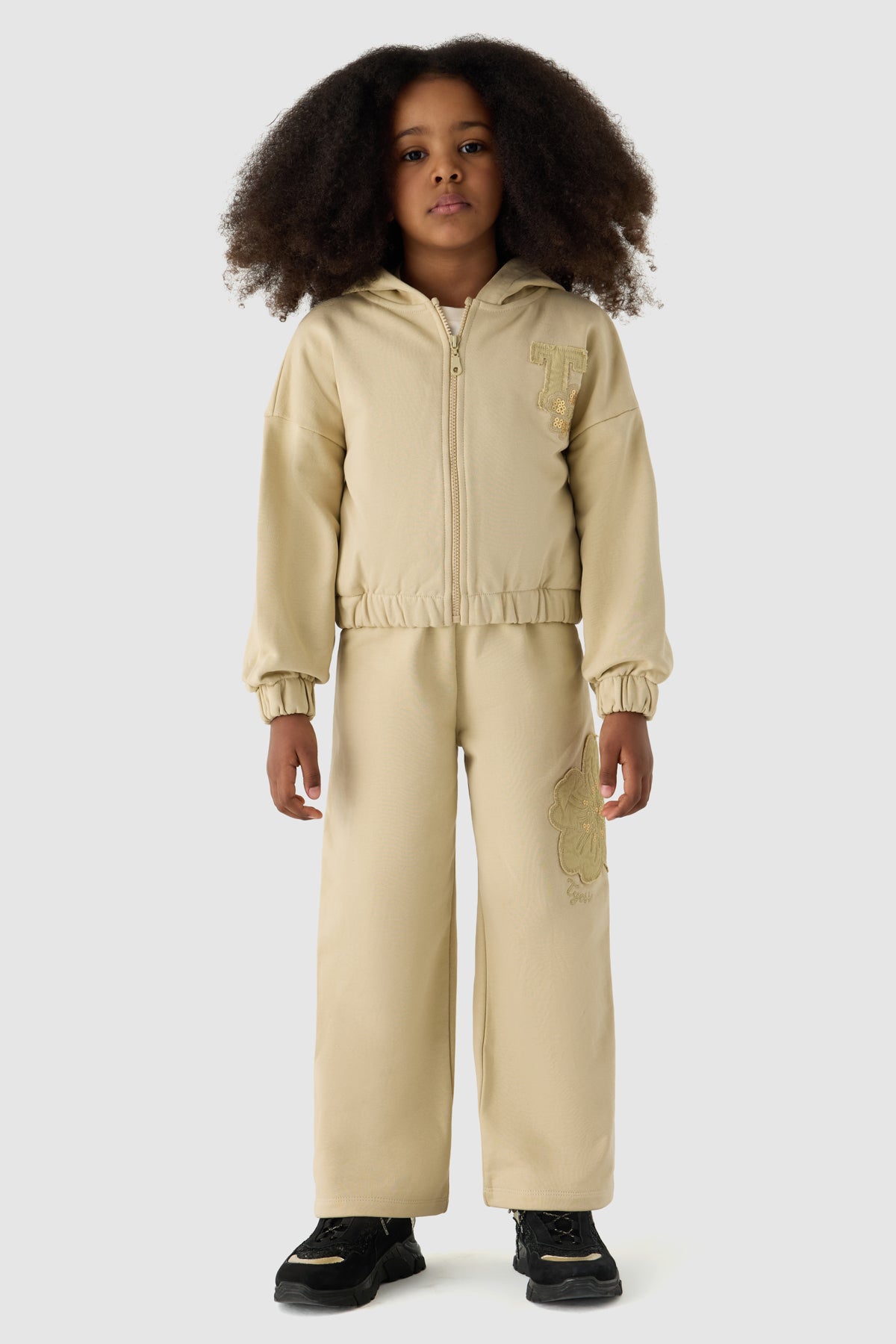 Girl Beige Tracksuit Top
