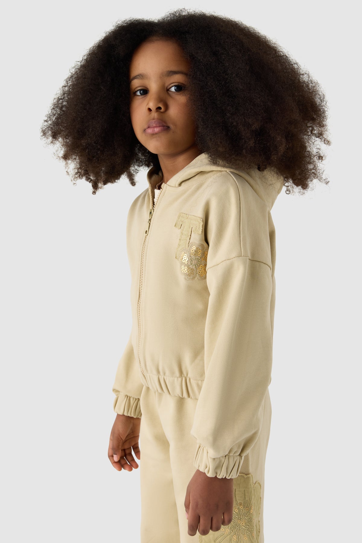 Girl Beige Tracksuit Top