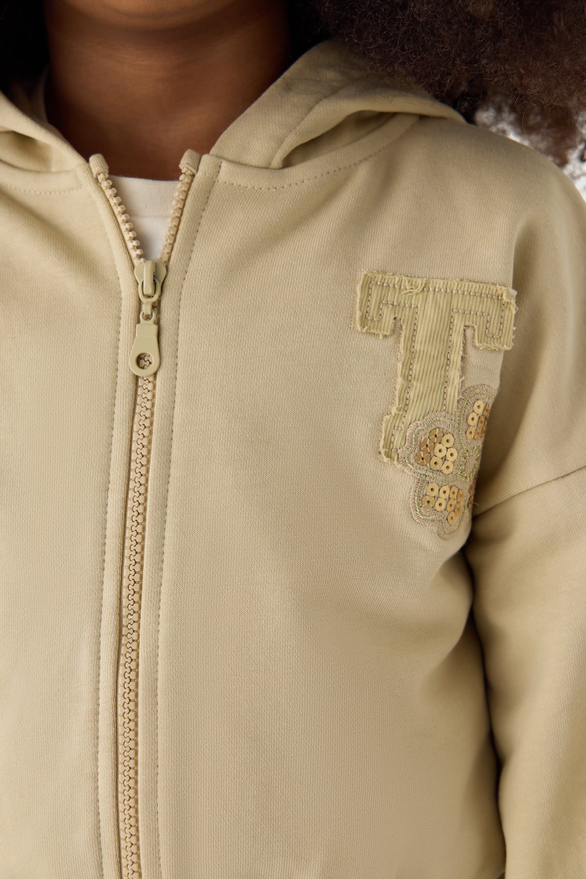 Girl Beige Tracksuit Top