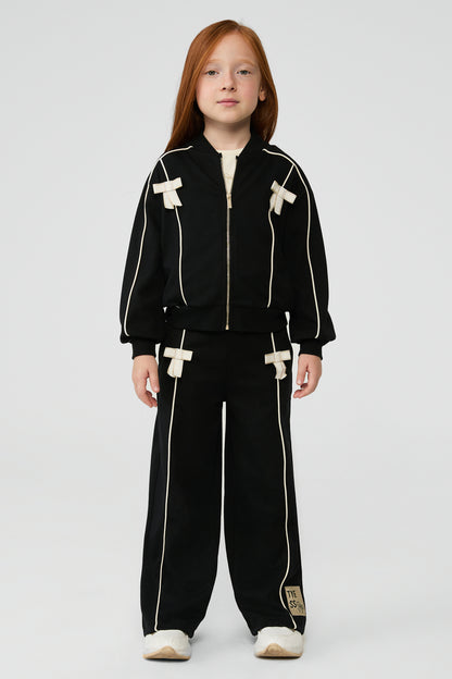 Girl Black Tracksuit Top