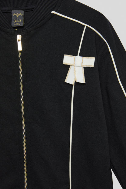 Girl Black Tracksuit Top