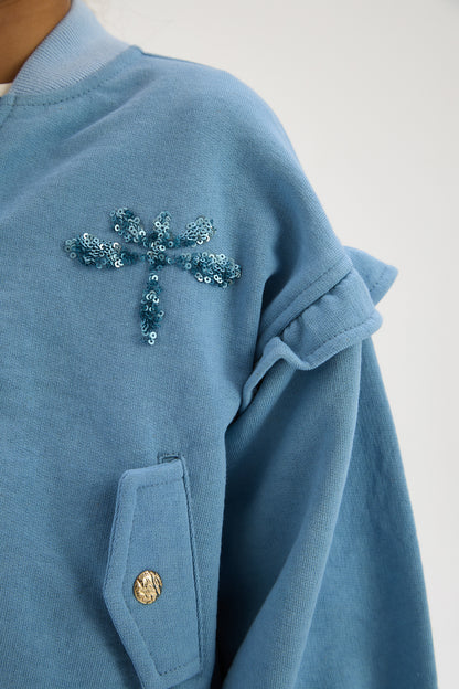 بلوزة رياضية زرقاء للبنات