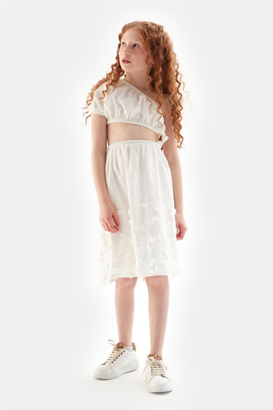 Girl Ecru Dress - BgStore