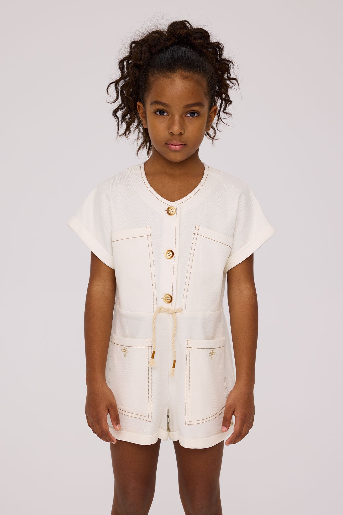 Girl Ecru Overall