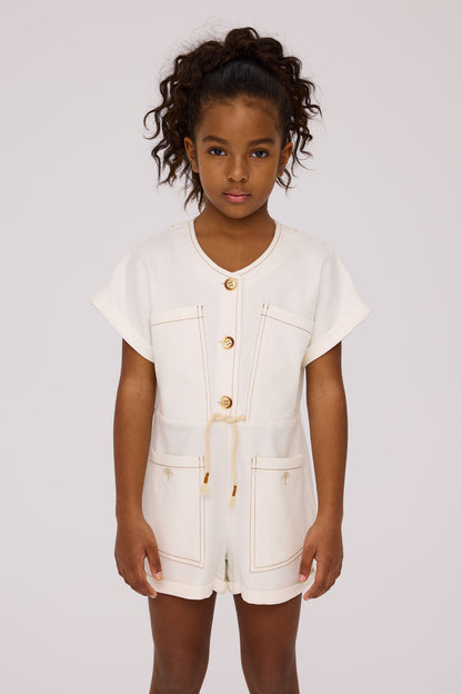 Girl Ecru Overall