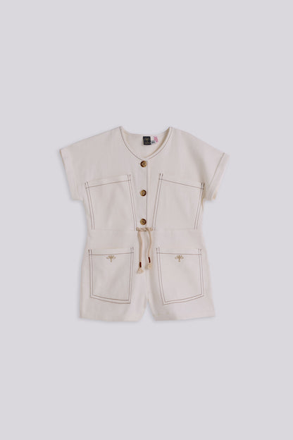 Girl Ecru Overall