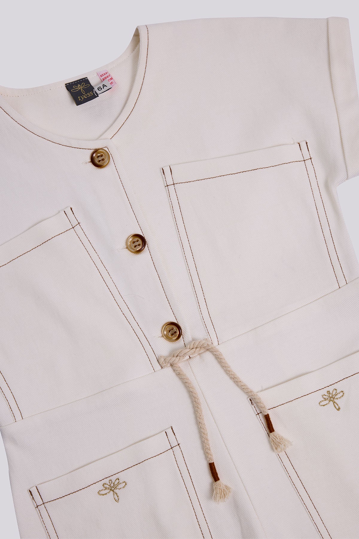 Girl Ecru Overall