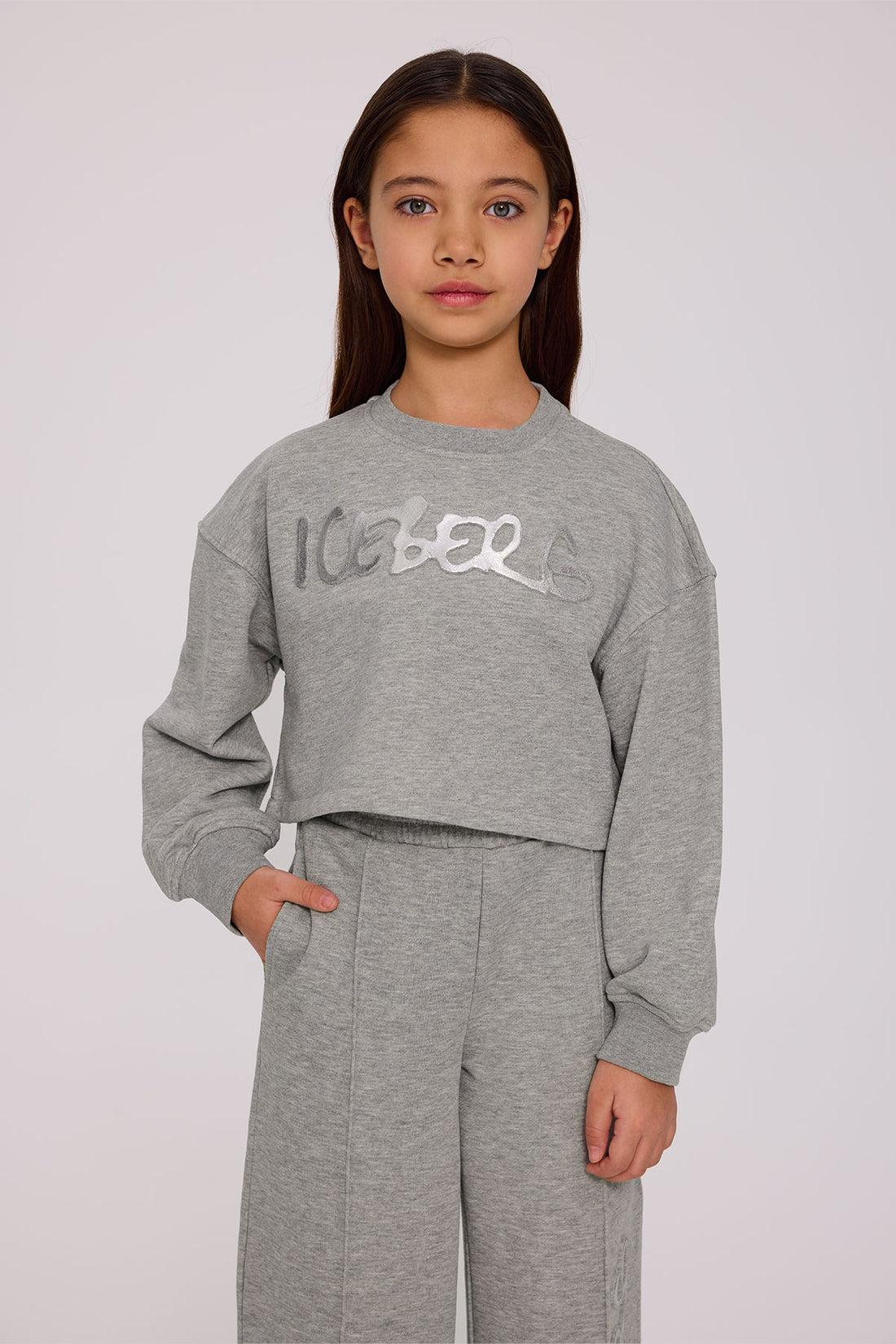 Girl Grey Melange Sweatshirt