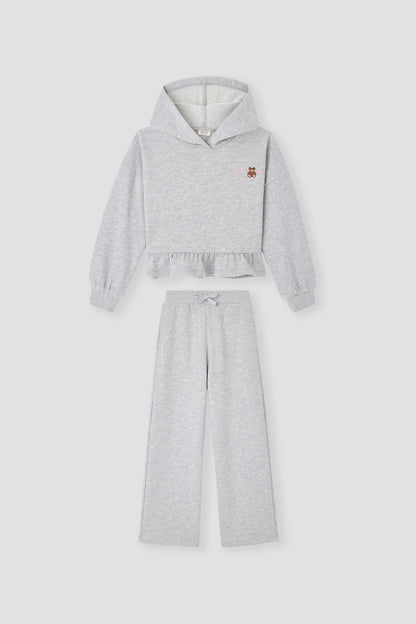 Girl Grey Melange Tracksuit Set