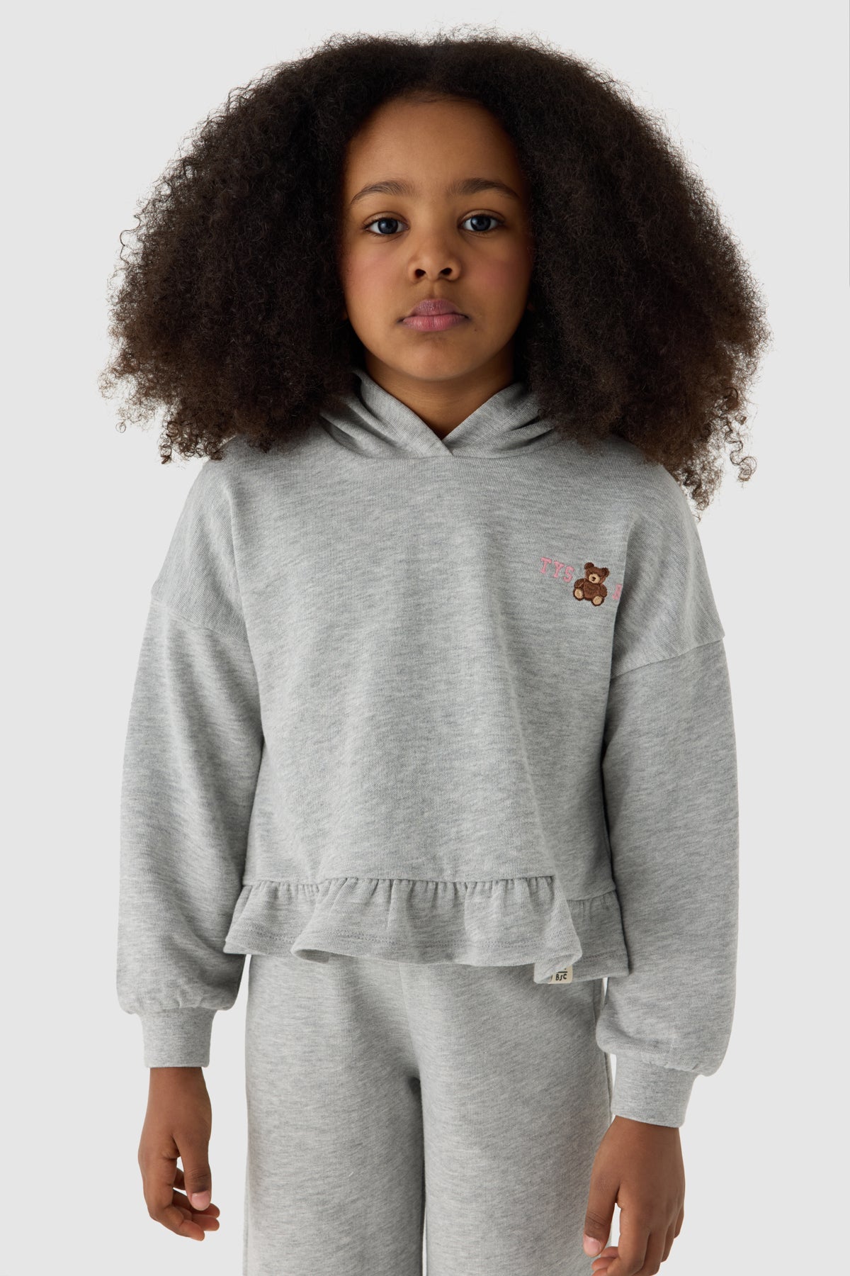 Girl Grey Melange Tracksuit Set