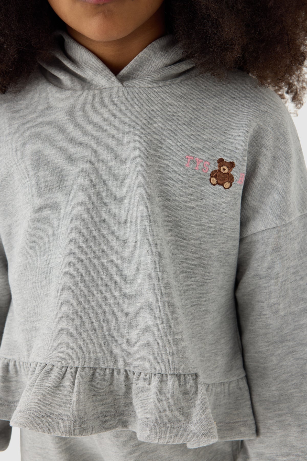 Girl Grey Melange Tracksuit Set