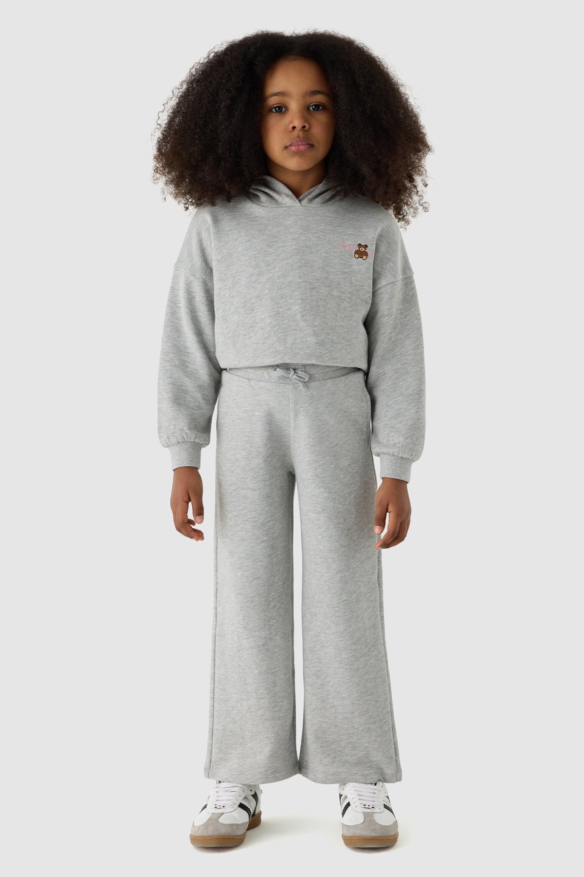Girl Grey Melange Tracksuit Set