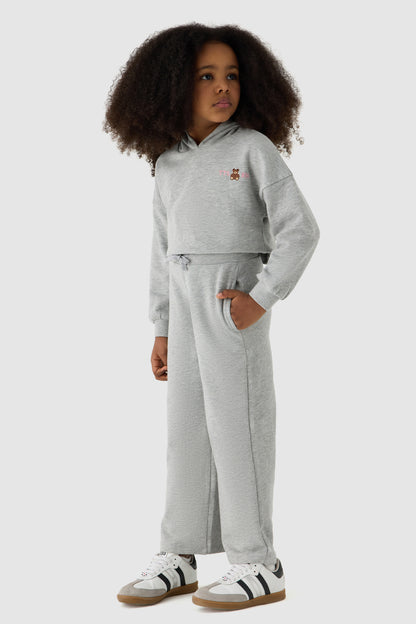 Girl Grey Melange Tracksuit Set