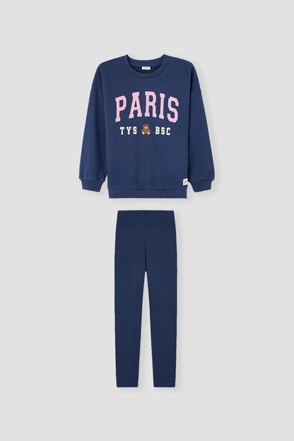Girl Navy Blue Tights Suit