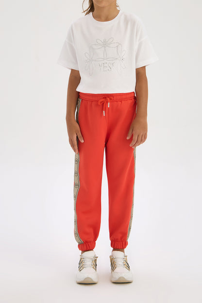 Girl Red Tracksuit Bottom