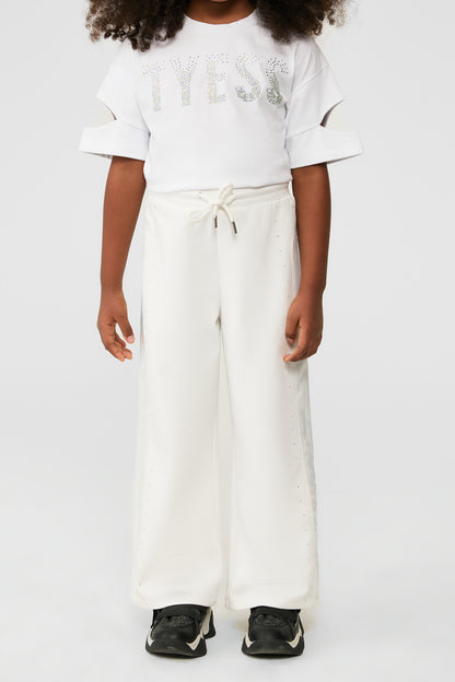 Girl White Tracksuit Bottom