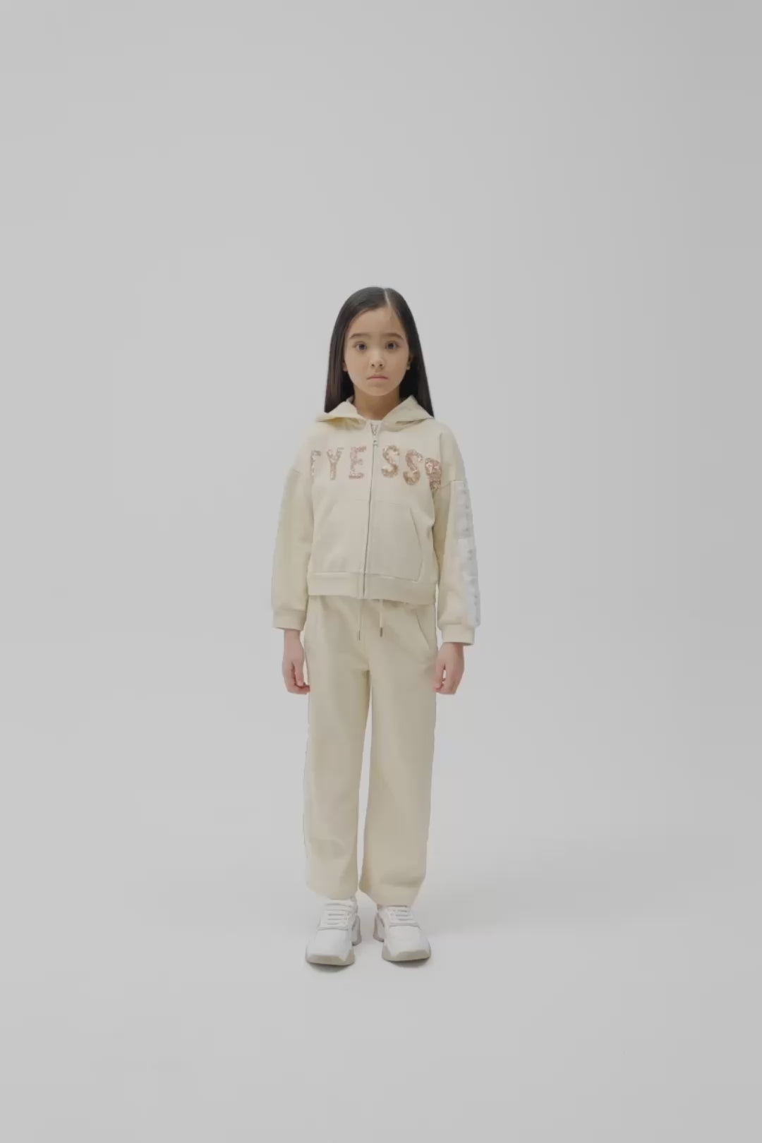 Girl Beige Tracksuit Top